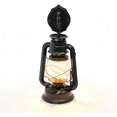 Vintage Applique Murale Suspension E27 Fer forgé Lanterne rétro en métal créatif Lampe murale Lampes de chemin, Noir, Utilisation intérieure et extérieure (1/5)