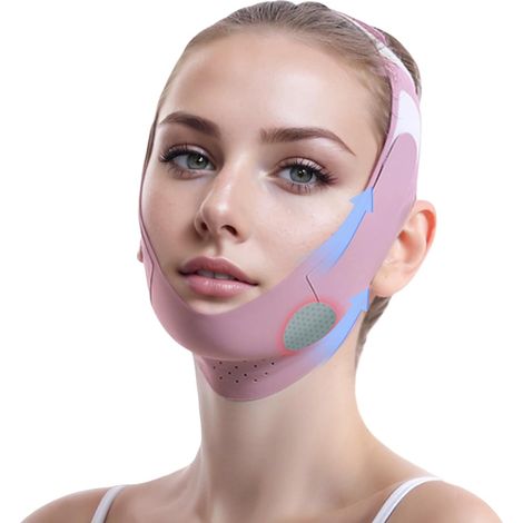 1 Masque V-ligne, bandeau de menton, tissu soie glacée, graphène, correction du double menton, usage quotidien et sommeil (1/5)