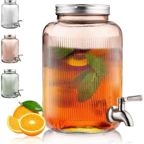Distributeur de boissons en verre, réfrigérateur 4 L avec robinet en acier inoxydable anti-fuite, distributeur de jus pour bar (1/4)