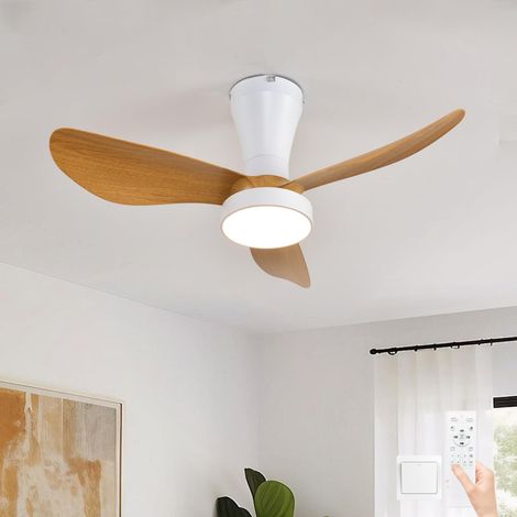 Ventilateur de plafond avec éclairage – Diamètre 62 cm – Ventilateur silencieux avec télécommande – 3 températures de couleur et 3 vitesses – Luminaire de plafond-Couleur bois (1/5)