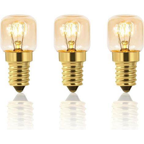 Lot de 3 Ampoule de Four Dimmable, Edison E14 T22, Résistant jusqu'à 300 Degrés, 160LM, AC220V 2700K Blanc Chaud, Ampoule à Sel Pygmy Lamps, Four Frigo, Lampe de Sel, Four, Fours Grill