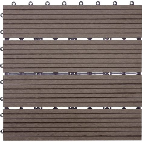 Piastrelle pavimentazione da esterno Rhone T831 WPC 30x30cm 11 pezzi 1mq marrone lineare