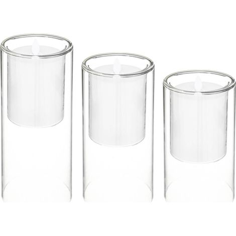 Coffret de 3 Bougies LED à flamme vacillante en Verre - Atmosphera (1/5)