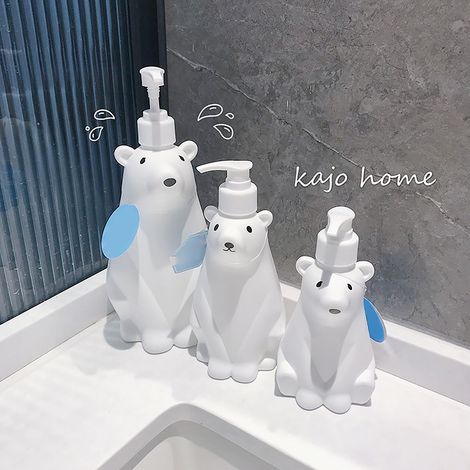Flacon pompe à savon en forme d'ours mignon, grande capacité, pour salle de bain et cuisine, L (11 x 26 cm / 4,3 x 10,2 po) (900 ml) (1/5)