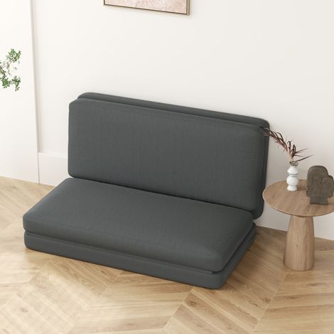 3-in-1 klappbares Schlafsofa aus Polyester mit Samteffekt, Dunkelgrau HAVRYA (1/5)