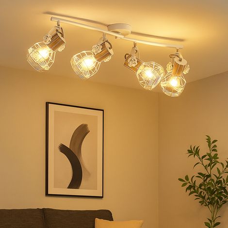 Globo – Plafonnier à spot 4 flammes métal blanc – Spots orientables 4x E27 – Dimensions 72x32x20 cm – Classe de protection IP20
