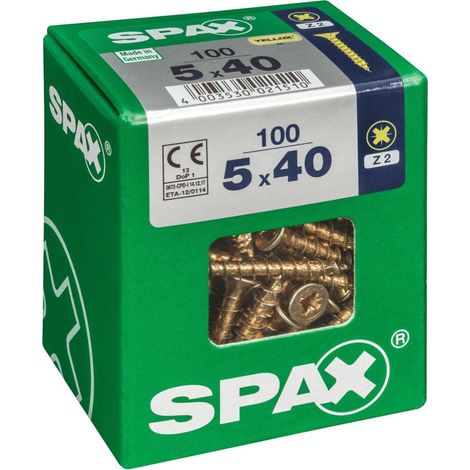 Boîte de 100 unités de vis à bois Spax à tête plate Yellox 5,0x40mm Spax (1/6)