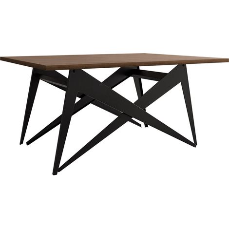 Mesa de centro convertible Oswego 150, Nogal + Negro, 45x70x90cm, Diámetro: 0, Aglomerado laminado, Angular