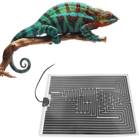 Tapis chauffant 15 x 14 cm avec réglage de température, 220 V, 5 W, convient aux reptiles, tortues, serpents, lézards, geckos, bernard-l'hermite et tortues terrestres tapis chauffant pour terrarium ( (1/5)