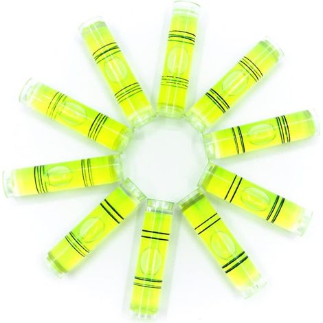 RHG Lot de 10 mini Plastique cylindrique Petite Niveau à bulle,mini inclinomètres de haute précision(6x15mm)