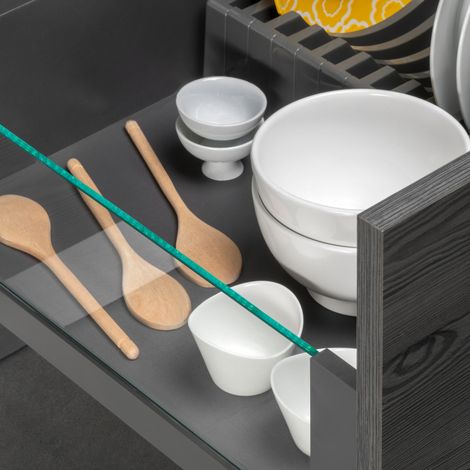 Emuca cassetto esterno Vertex 40 kg con laterale in vetro 178 mm di altezza, 450 mm di profondità, Acciaio, Alluminio e Vetro, Grigio antracite (1/5)