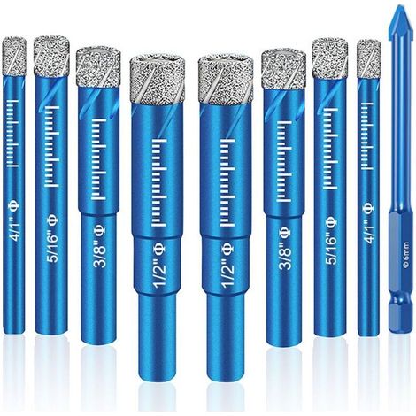 Coffret de 9 forets diamantés de qualité supérieure : outils polyvalents pour un perçage précis sur la porcelaine, la céramique, le verre, le marbre, etc. (1/5)