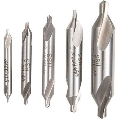 [NON UTILIZZATO] Set di 5 punte per trapano a centraggio, set di punte per trapano a centraggio in metallo a 60 gradi, set di punte per trapano a centraggio per forare il legno (1,5/2/2,5/3/4 mm)