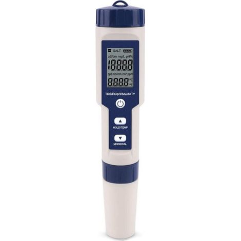 Enowelir Testeur Numérique 5 en 1 TDS/EC/PH/Salinité/Température de L&39eau Pour Hydroponie/Aquarium/Piscine/Eau Potable DH12 (1/5)