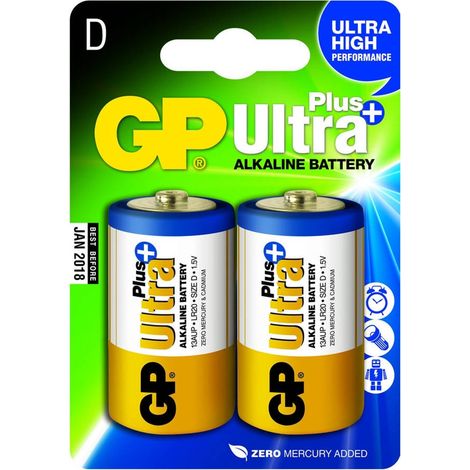 Pila alcalina Ultra+ LR20 D 1,5 V 2SZ - GP13AUP-U2