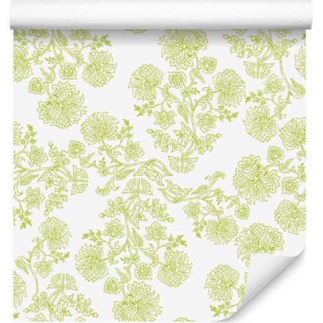 Blumentapete in Creme, Weiß und Gelb für Wohn- und Schlafzimmer, 50 x 1000 cm (1/5)