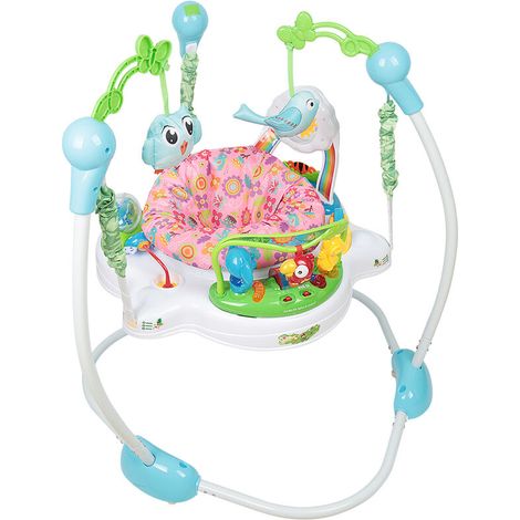 Balancelle bébé Transat avec Jouets Educatif musique légère Balancelle Bébé Chaise Berceuse pour Bébé Trampoline,bleu (1/5)