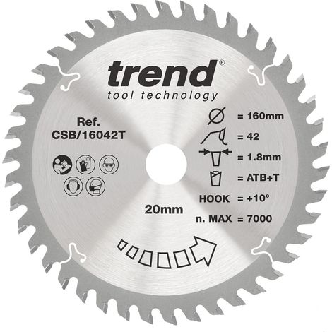 Lame scie circulaire sans fil bois 160 mm, 42 dents TCT finition fine (1/5)