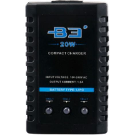 Caricabatterie bilanciato B3 da 20 W 1,6 A Pro per batterie al litio LiPo 2S 3S 7,4 V 11,1 V, mini caricabatterie portatile per aeromodelli RC - Nero (1/4)