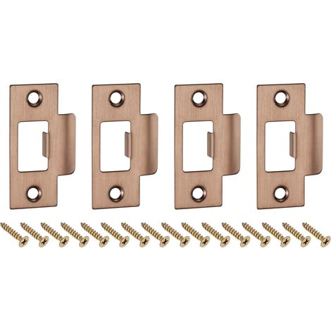 4Pcs Pièce de Rechange pour Plaque de Serrure, 70mm x 40.3mm Plaque de Frappe de Verrou de Pêne Dormant en Acier Inoxydable pour Renforcement de Cadre de Porte, Or Rose (1/5)