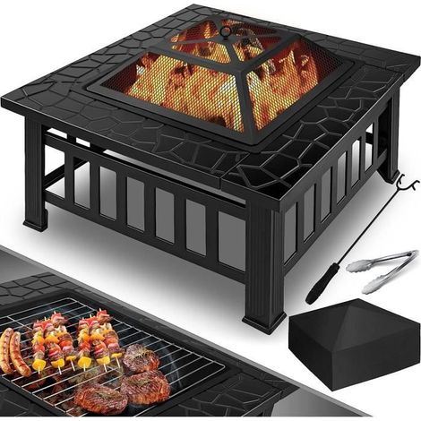 Foyer Multifonction - SSS - KESSER® - 3 en 1 - Noir - Métal - À monter soi-même