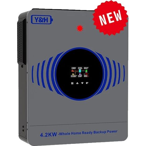 Inversor solar híbrido, cargador solar MPPT, salida de onda sinusoidal, 4,2 kW 24 V, sin WiFi, CA 195-253 V, FV 60-500 V (1/2)