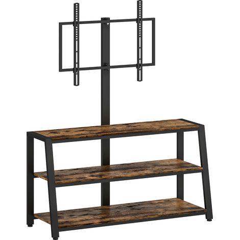 Meuble TV avec support pour téléviseurs de 32 à 70 pouces, étagères ouvertes, angle réglable à 35°, 108 x 41 x 135 cm, marron (1/5)