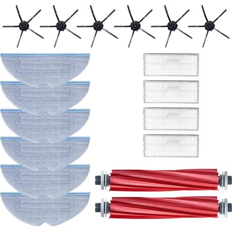 Roborock S7 S7+ S7 Plus S7 MaxV Plus Ultra T7 T7S T7 Plus T7S Plus fourni avec 18 pièces de rechange, 2 brosses principales, 6 brosses latérales, 4 filtres, 6 balais.