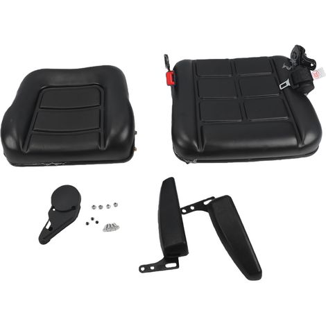 Siège de chariot élévateur en cuir PVC et mousse PU, dossier et accoudoirs réglables, universel pour tracteur, chargeuse, excavatrice, bulldozer (1/5)