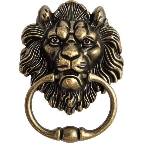 Heurtoir de porte en forme de Tête de Lions avec 2 vis, Bronze (1/5)