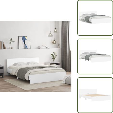 Cadre de lit sans matelas blanc 150x200 cm - Cadre De Lit - Lit Double - Lit Blanc - Meuble Chambre - Literie (1/5)
