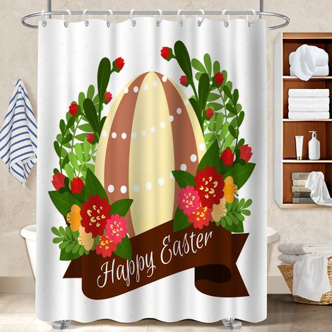 Rideau de bain en polyester 180x180 avec 12 œillets rideau étanche pour ambiance spa à domicile (1/5)