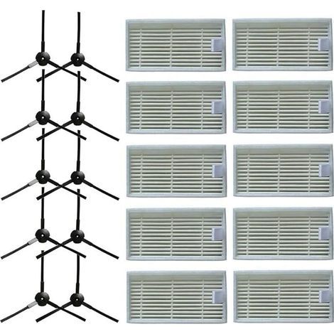 10 brosses latérales + 10 filtres HEPA pour aspirateur robotique Lidl SilverCrest SSR 3000 A1 (1/5)
