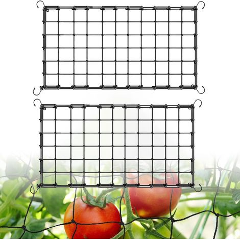 Elastisches Pflanzennetz 120 x 60 cm (2 Stück), Ranknetz für Kletterpflanzen, mit 4 rostfreien Haken, ideal für den Anbau von Gemüse, Obst und Blumen