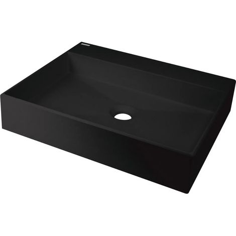 Lavabo rettangolare in granito nero 50x40 cm con piano - Sofyro