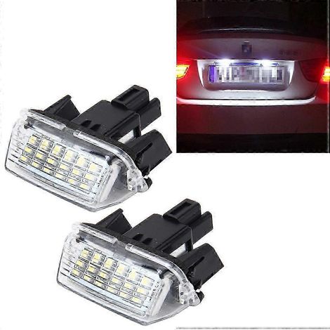Lot de 2 éclairages de plaque d'immatriculation avec 18 LED SMD-3528 pour Toyota, 2 W, 120 lm, 6 000 K, 12 V CC (blanc). (1/4)