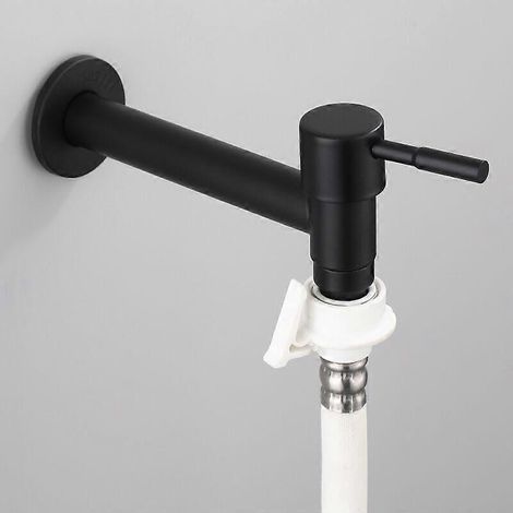 Robinet d'eau froide mural G1/2 en acier inoxydable 304, mitigeur, robinet de salle de bain, robinet de jardin, robinet noir pour machine à laver (1/3)