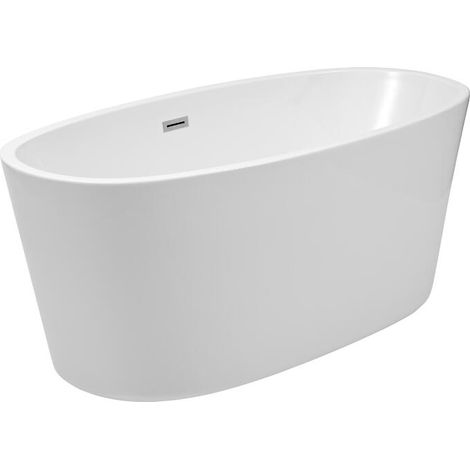 Hudson Reed – Baignoire îlot acrylique 74 x 159.5cm – Monobloc double dos – Trop plein design – Bonde clic clac fournie – Contenance 185 litres