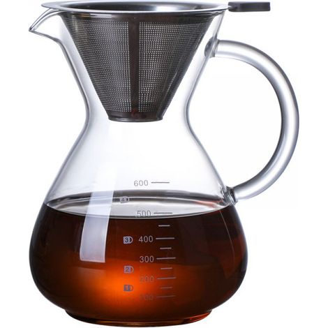 1 Machine à café,Verre,Filtre intégré,600 ml,Haute température,Cuisine,Bureau (1/5)