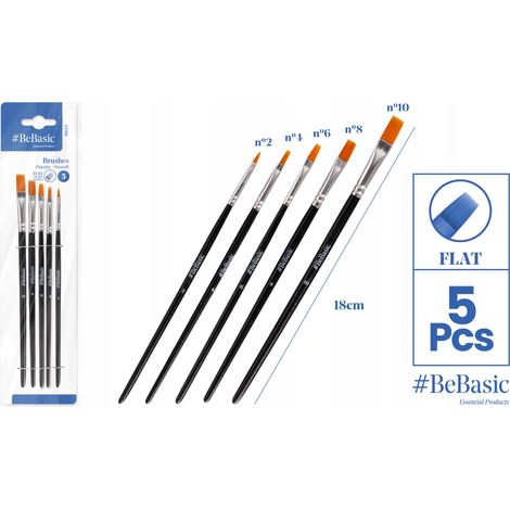 Set di 5 pennelli piatti BeBasic (codice S043) (1/2)