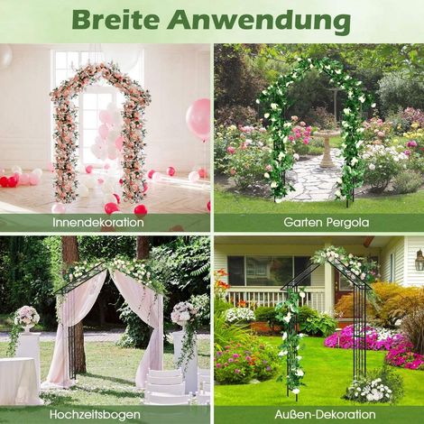 Arco de rosas de metal para jardin arco de enrejado para plantas trepadoras arco para fiesta de boda en el patio trasero 140 x 40 x 223 cm color negro