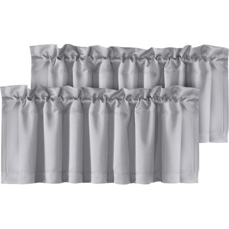 Verdunkelungsvorhänge, 2er-Set – Kurze Polyester-Fenstervorhänge, geeignet für Schlafzimmer und Wohnzimmer, Hellgrau (1/4)