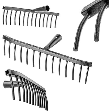 KADAX Gartenrechen aus Stahl, Rechenkopf, Gartenharke ohne Stiel, 14 Zinken