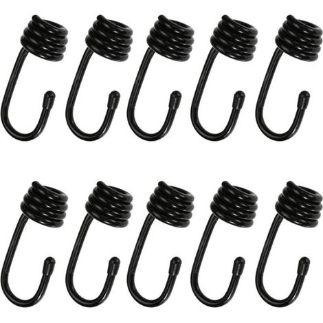 Crochet de corde en spirale, 10 pièces, crochet de corde en métal absorbant les chocs, crochet de fil en spirale recouvert de plastique pour cordon élastique, rallonge (1/5)