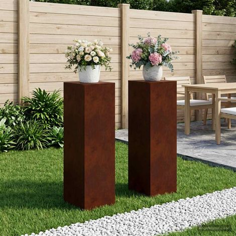 vidaXL Plant Stand 2 pcs Rusty 30 x 30 x 100 cm Weathering Steel (1/5)