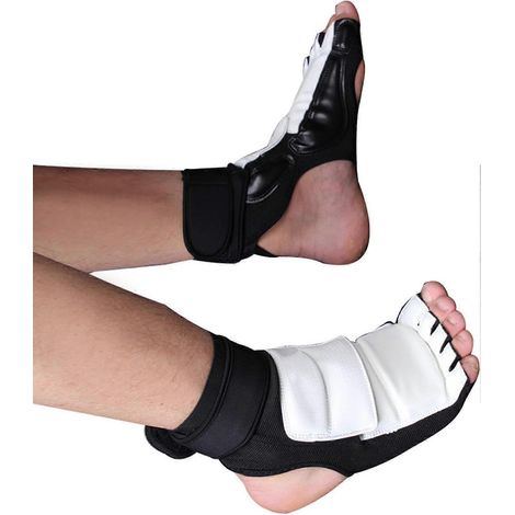 Protège-pieds de taekwondo pour enfants double fixation élastique protection en mousse PU design confortable enveloppant (1/5)