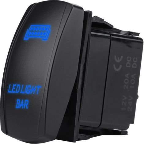 Interrupteur à bascule, interrupteur à bascule à bascule à barre lumineuse LED 12 V 24 V 5 broches, interrupteur à bascule étanche marche-arrêt SPST pour camion de bateau de voiture(Bleu). (1/5)