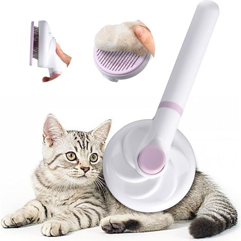 Peigne anti-poils chat, poils longs/courts, poignée amovible, brosse toilettage, violet