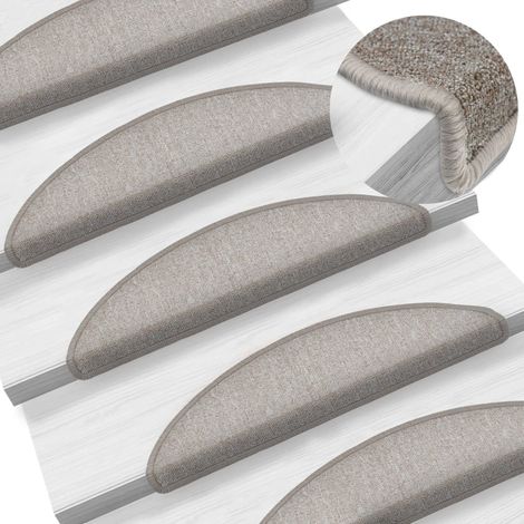 Lot de 10 Tapis d'escalier - Tapis de marche pour Enfants, Aînés et Animaux 56x20 cm Taupe BV530168 - BonneVie (1/5)