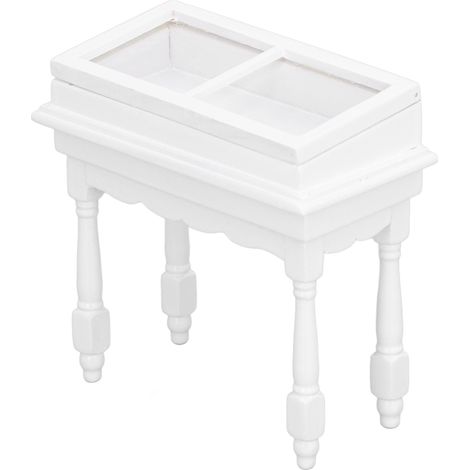 Vitrine miniature pour maison de poupée avec couvercle rabattable, meuble compact et polyvalent en bois pour maisons de poupées à l'échelle 1/12, blanc (1/5)